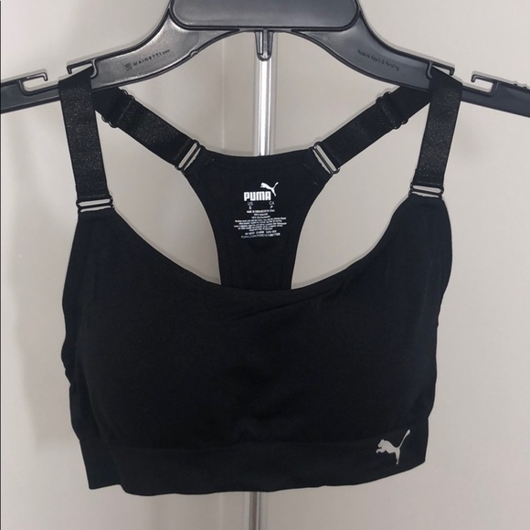 New Women's Puma Black Racerback Sports Bra - Picture 3 of 13